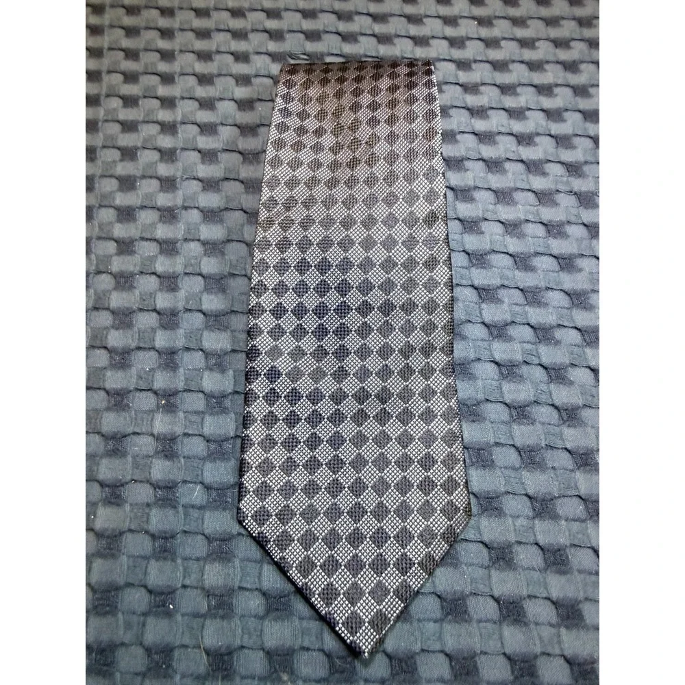 Lauren Ralph Lauren Polo Tie Embroidered 100% Silk Blue Geometric Made in USA